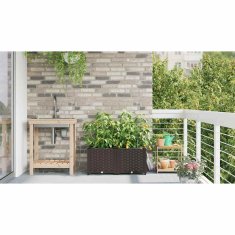 Vidaxl Vrtni lončki 1 kos Pletenje Rjava 80 x 40 x 37.5 cm Plastika