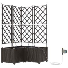 Vidaxl Vrtni lončki 1 kos Mreža Rjava 80 x 80 x 142 cm Plastika