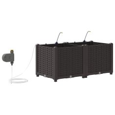 Vidaxl Vrtni lončki 1 kos Pletenje Rjava 80 x 40 x 37.5 cm Plastika