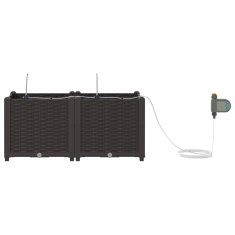 Vidaxl Vrtni lončki 1 kos Pletenje Rjava 80 x 40 x 37.5 cm Plastika