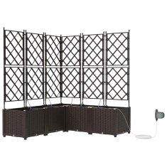 Vidaxl Vrtni lončki 1 kos Mreža Rjava 120 x 120 x 142 cm Plastika