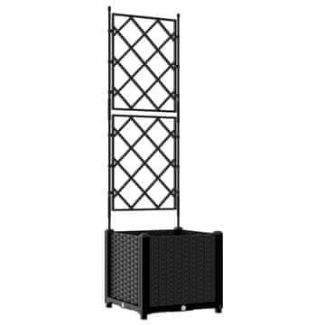 Vidaxl Vrtna sadilnika s treliso Črna 40 x 40 x 143 cm PP