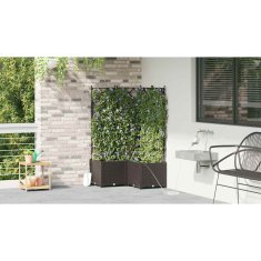 Vidaxl Vrtni lončki 1 kos Mreža Rjava 80 x 80 x 142 cm Plastika