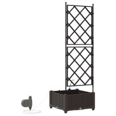Vidaxl Vrtni lončki 1 kos Mreža Rjava 40 x 40 x 126 cm Plastika