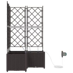 Vidaxl Vrtni lončki 1 kos Mreža Rjava 80 x 80 x 142 cm Plastika