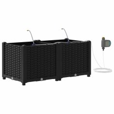 Vidaxl Vrtni lončki 1 kos Pletenje Črna 80 x 40 x 37.5 cm Plastika