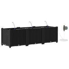 Vidaxl Vrtni lončki 1 kos Pletenje Črna 120 x 40 x 37.5 cm Plastika