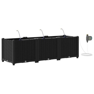 Vidaxl Vrtni sadilniki Črna 120 x 40 x 37.5 cm Jeklo