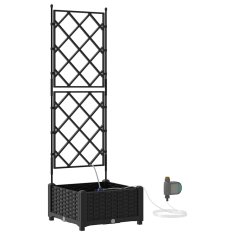 Vidaxl Vrtni lončki 1 kos Mreža Črna 40 x 40 x 126 cm Plastika