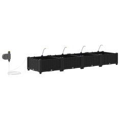 Vidaxl Vrtni lončki 1 kos Pletenje Črna 160 x 40 x 22 cm Plastika