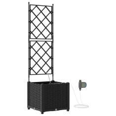 Vidaxl Vrtni lončki 1 kos Mreža Črna 40 x 40 x 142 cm Plastika