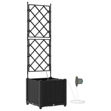 Vidaxl Vrtni lonček Črna 40 x 40 x 142 cm Jeklo