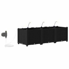 Vidaxl Vrtni lončki 1 kos Pletenje Črna 120 x 40 x 37.5 cm Plastika