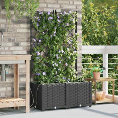 Vidaxl Vrtni lončki 1 kos Mreža Črna 80 x 40 x 142 cm Plastika