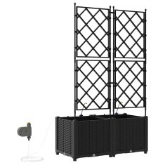 Vidaxl Vrtni lončki 1 kos Mreža Črna 80 x 40 x 142 cm Plastika