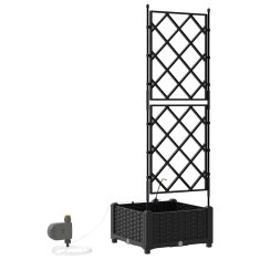 Vidaxl Vrtni lončki 1 kos Mreža Črna 40 x 40 x 126 cm Plastika