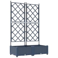 Vidaxl Vrtni sadilnik s trelisom 2 kosa Siva 80x40x125,5 cm