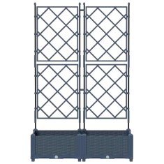 Vidaxl Vrtni sadilnik s trelisom 2 kosa Siva 80x40x125,5 cm