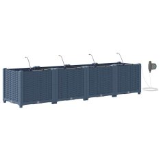 Vidaxl Vrtni lončki 1 kos Pletenje Siva 160 x 40 x 37.5 cm Plastika