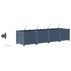 Vidaxl Vrtni lončki 1 kos Pletenje Siva 160 x 40 x 37.5 cm Plastika