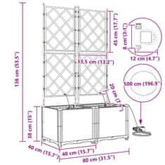 Vidaxl Vrtni lončki 1 kos Mreža Svetlo siva 80 x 40 x 142 cm Plastika