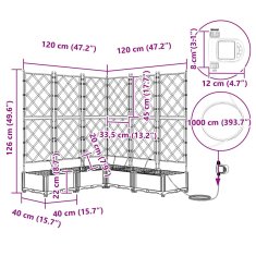 Vidaxl Vrtni lončki 1 kos Mreža Siva 120 x 120 x 126 cm Plastika