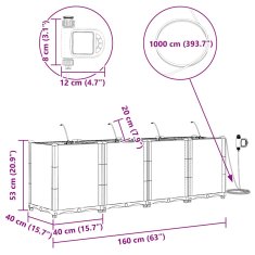 Vidaxl Vrtni lončki 1 kos Pletenje Črna 160 x 40 x 52 cm Plastika