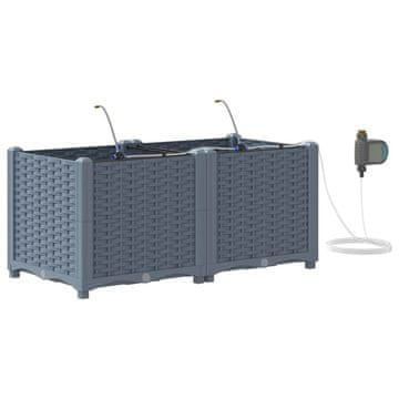 Vidaxl Vrtni sadilniki Svetlo siva 80 x 40 x 37.5 cm Jeklo