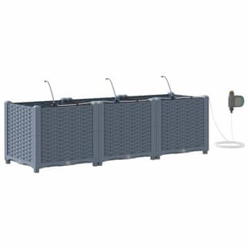 Vidaxl Vrtni lonček 3 pcs Svetlo siva Plastika