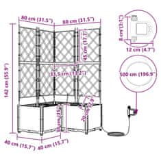 Vidaxl Vrtni lončki 1 kos Mreža Svetlo siva 80 x 80 x 142 cm Plastika
