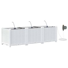 Vidaxl Vrtni lončki 1 kos Pletenje Bela 120 x 40 x 37.5 cm Plastika