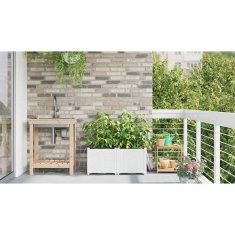 Vidaxl Vrtni lončki 1 kos Pletenje Bela 80 x 40 x 37.5 cm Plastika