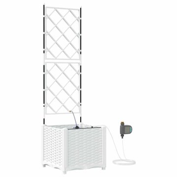 Vidaxl Vrtni sadilniki Bela 40 x 40 x 142 cm Jeklo