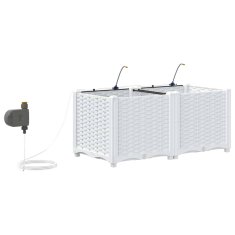 Vidaxl Vrtni lončki 1 kos Pletenje Bela 80 x 40 x 37.5 cm Plastika