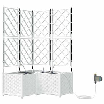 Vidaxl Vrtni sadilniki Bela 80 x 80 x 142 cm Jeklo