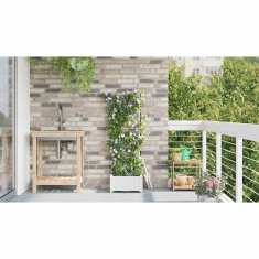 Vidaxl Vrtni lončki 1 kos Mreža Bela 40 x 40 x 126 cm Plastika