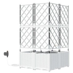Vidaxl Vrtni lončki 1 kos Mreža Bela 80 x 80 x 142 cm Plastika