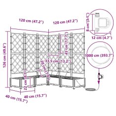 Vidaxl Vrtni lončki 1 kos Mreža Bela 120 x 120 x 126 cm Plastika