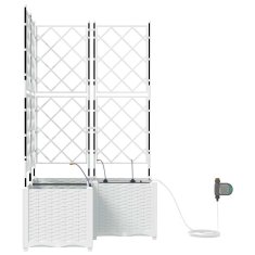 Vidaxl Vrtni lončki 1 kos Mreža Bela 80 x 80 x 142 cm Plastika