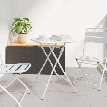 Vidaxl Zložljiva Vrtna Miza Bela 55 x 55 x 73 cm Jeklo