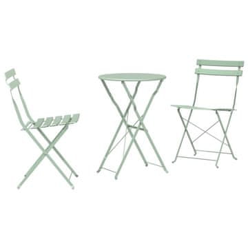 Vidaxl Zložljiv bistro set 3 szt. Morsko zelena Jeklo