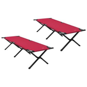 Vidaxl Zložljiva kampirna postelja 2 pcs Rdeča Oxford tkanina