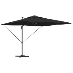 Vidaxl Samostojni Roma dežnik z LED - Črna, 286 x 285 x 270 cm, Aluminij