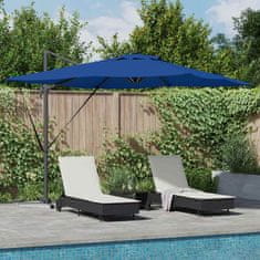 Vidaxl Cantilever Roma dežnik z LED lučmi v azurno modri barvi – 286 x 285 x 270 cm, aluminijast.
