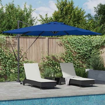 Vidaxl Cantilever Roma dežnik z LED lučmi v azurno modri barvi – 286 x 285 x 270 cm, aluminijast.
