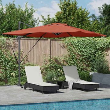 Vidaxl Roma Izvlečni Senčnik z LED osvetlitvijo v terracotta - 286 x 285 x 270 cm, aluminij.