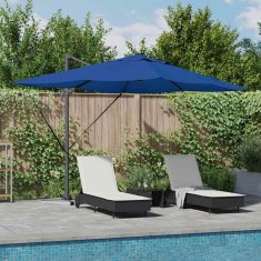Vidaxl Cantilever Roma senčnik s LED svetili, modra, 352 x 251 x 265 cm, aluminij