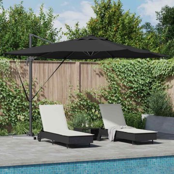 Vidaxl Samostojni Roma dežnik z LED - Črna, 286 x 285 x 270 cm, Aluminij