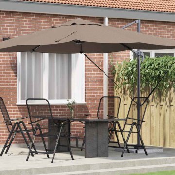 Vidaxl Kotni Roma dežnik taupe 352x251x260 cm aluminij