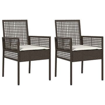 Vidaxl Vrtni Stol z blazino 2 pcs Rjava 55 x 53 x 85 cm poli ratan